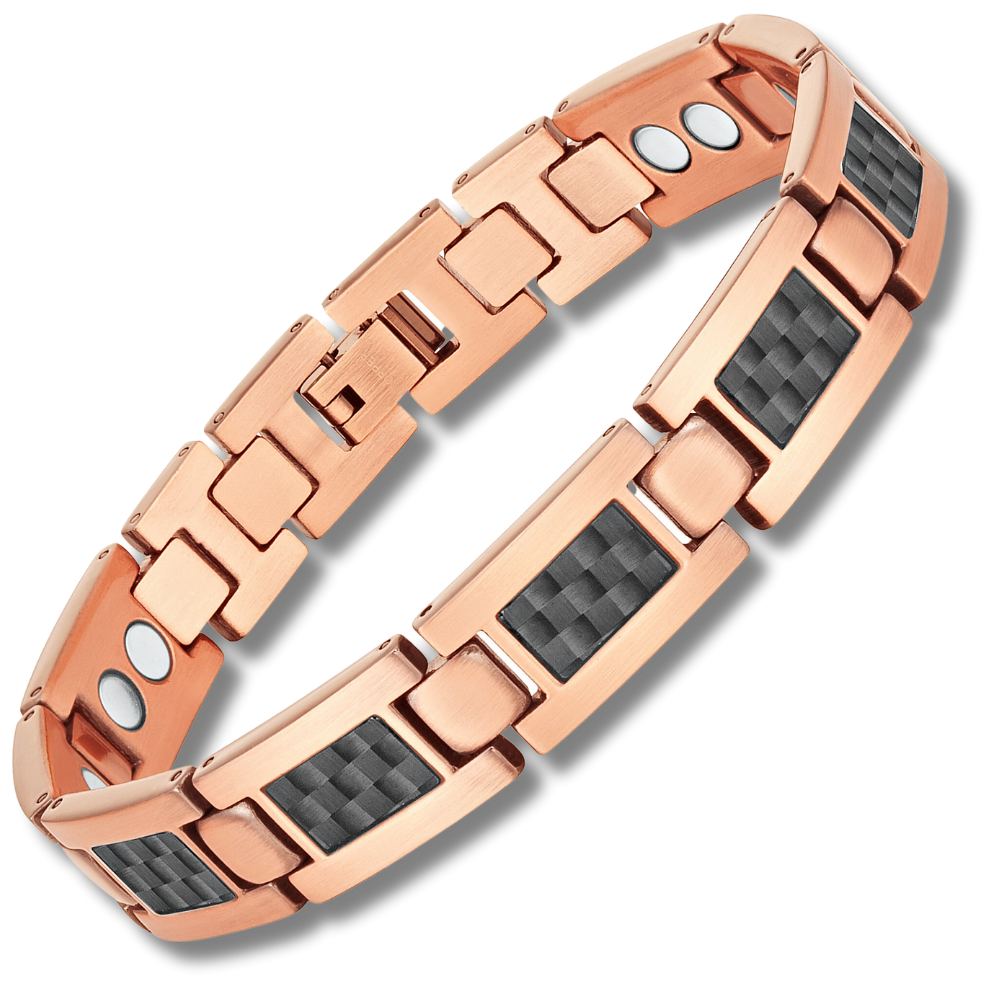 Men’s Copper Magnetic Bracelet with Black Carbon Fibre – Stylish Gift for Pain Relief