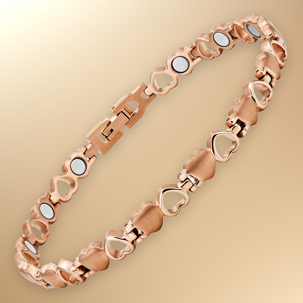 Ladies Magnetic Therapy Anklet- Rose Gold Heart