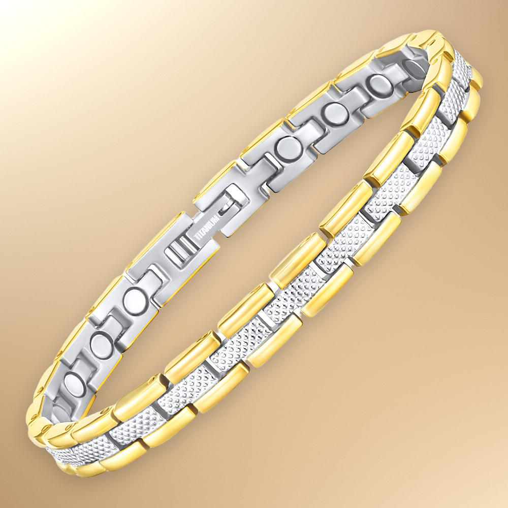 Ladies Magnetic Therapy Bracelet -Two Tone Gold
