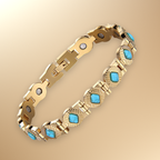 Ladies Magnetic Therapy Bracelet -Gold Tone Turquoise