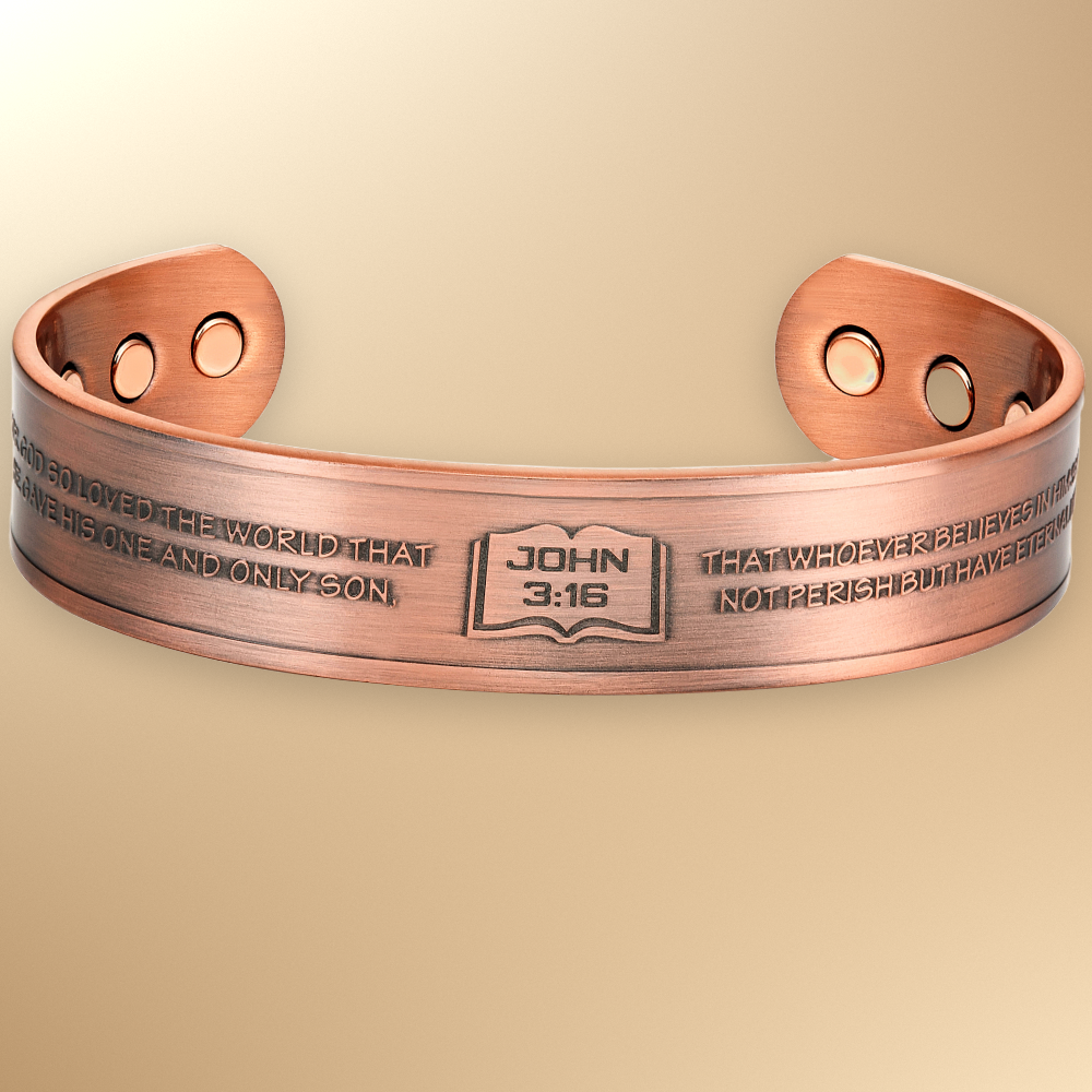 Willis Copper Mens Copper Bangle John 3:16 verse