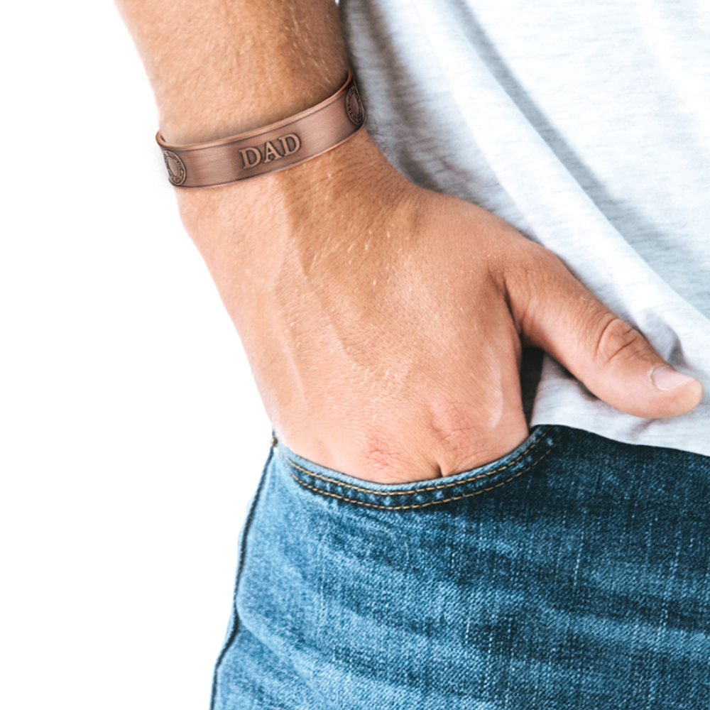 Willis Copper Mens Copper Bangle Love You Dad Design