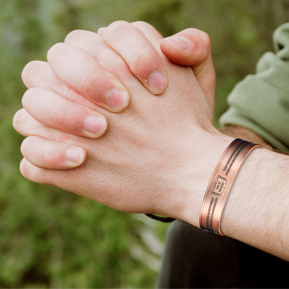 Willis Copper Mens Copper Bangle John 3:16 verse
