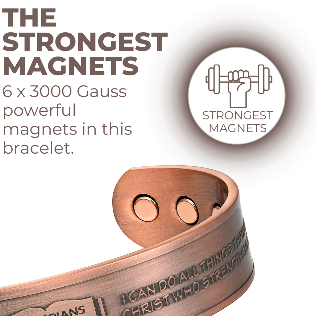 Willis Copper Mens Copper Bangle Philippians 4:13 verse