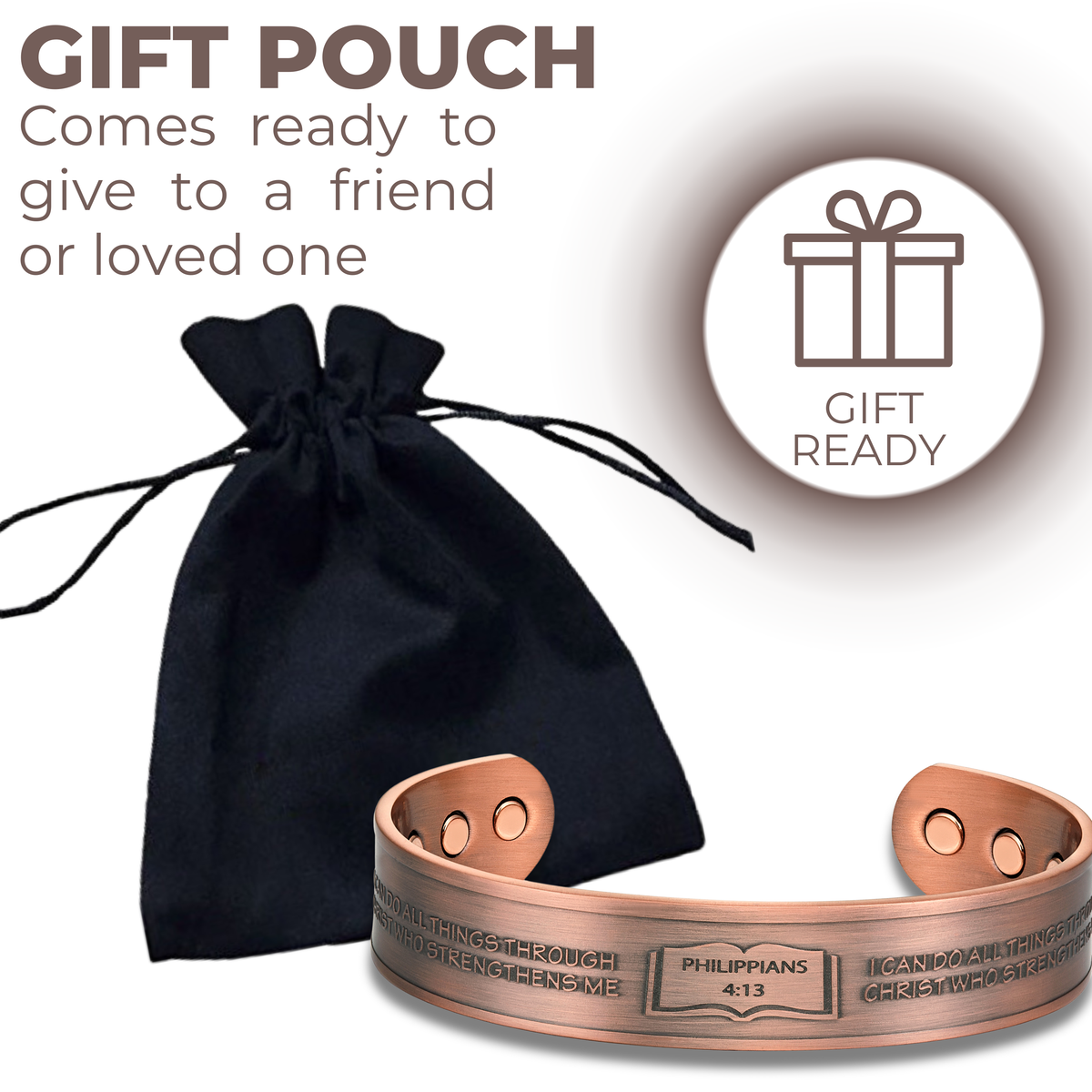 Willis Copper Mens Copper Bangle Philippians 4:13 verse