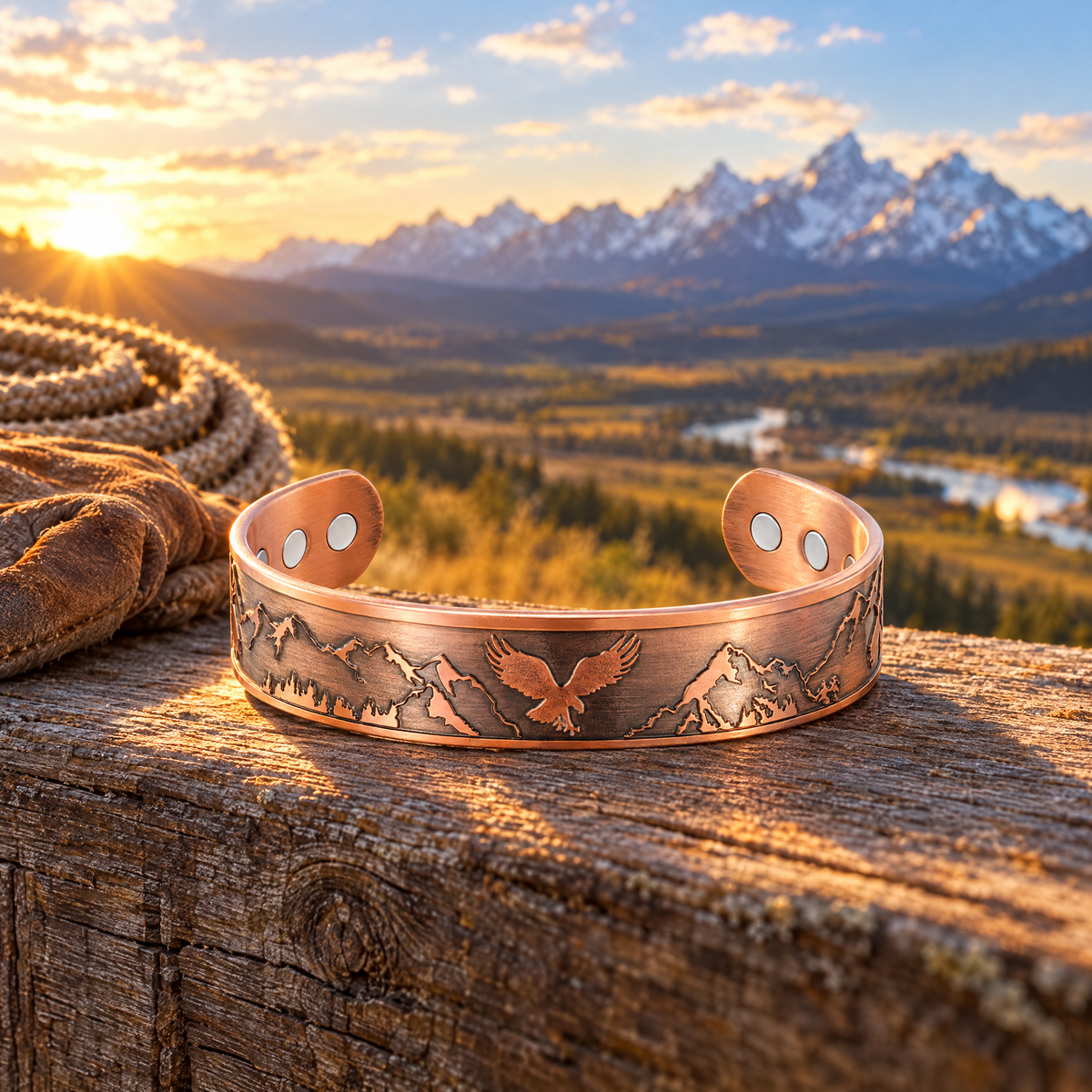 Mens Copper Magnetic Bangle Bracelet Eagle - New Design