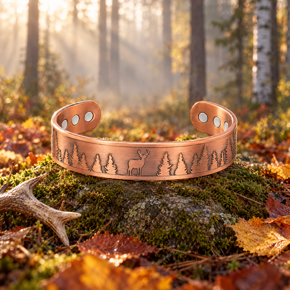 Mens Copper Magnetic Bangle Bracelet Deer - New Design