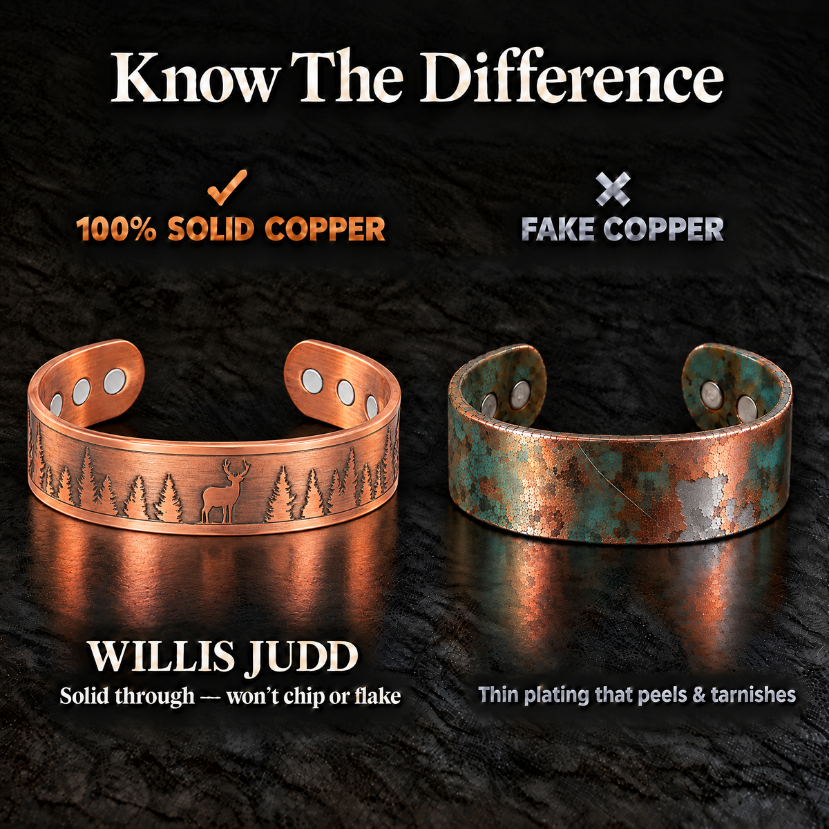 Mens Copper Magnetic Bangle Bracelet Deer - New Design