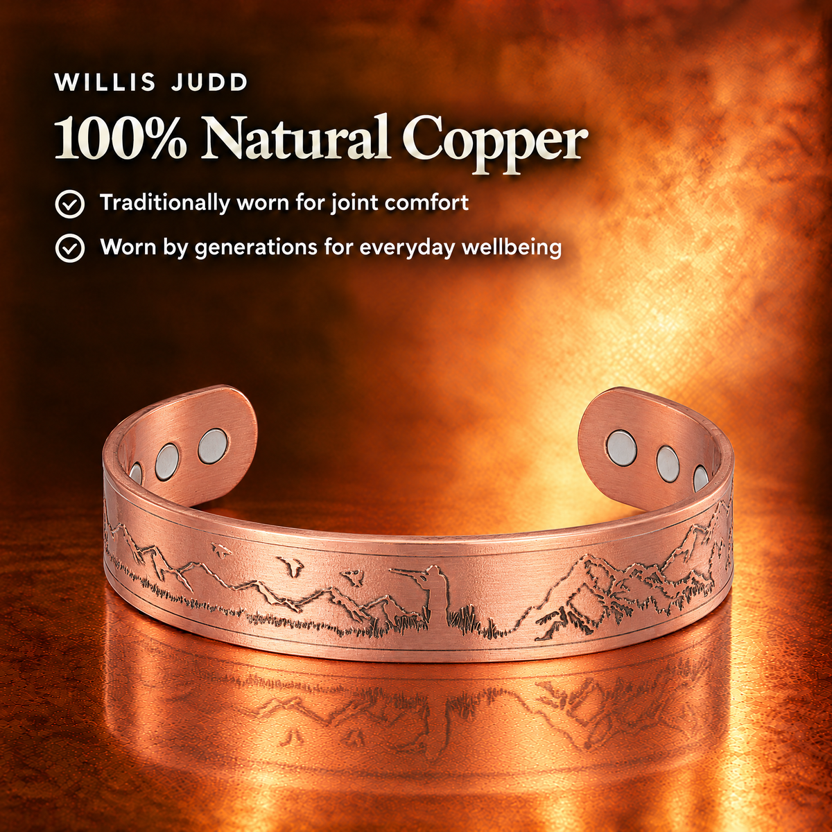 Willis Copper Mens Copper Bangle Hunter Bracelet