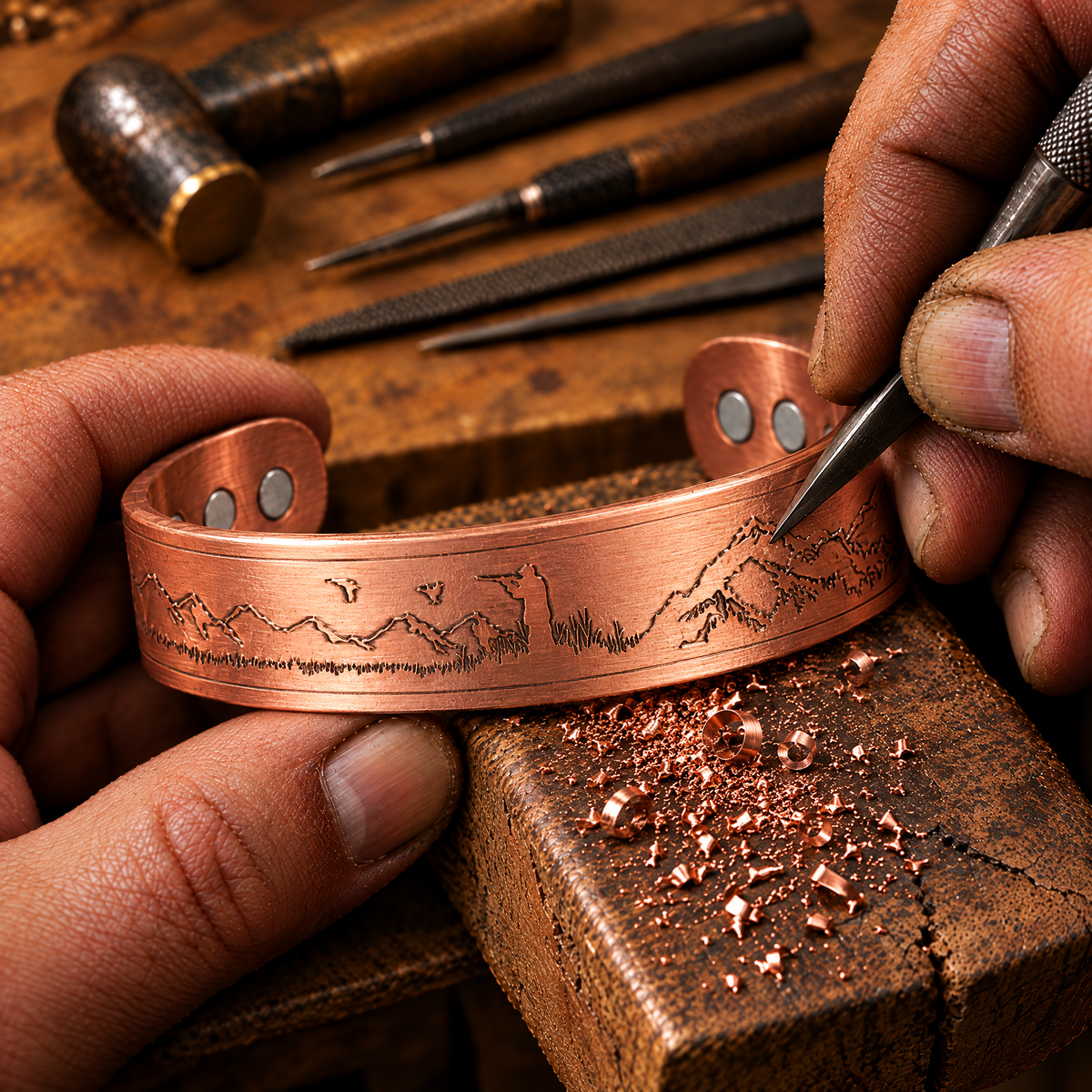 Willis Copper Mens Copper Bangle Hunter Bracelet
