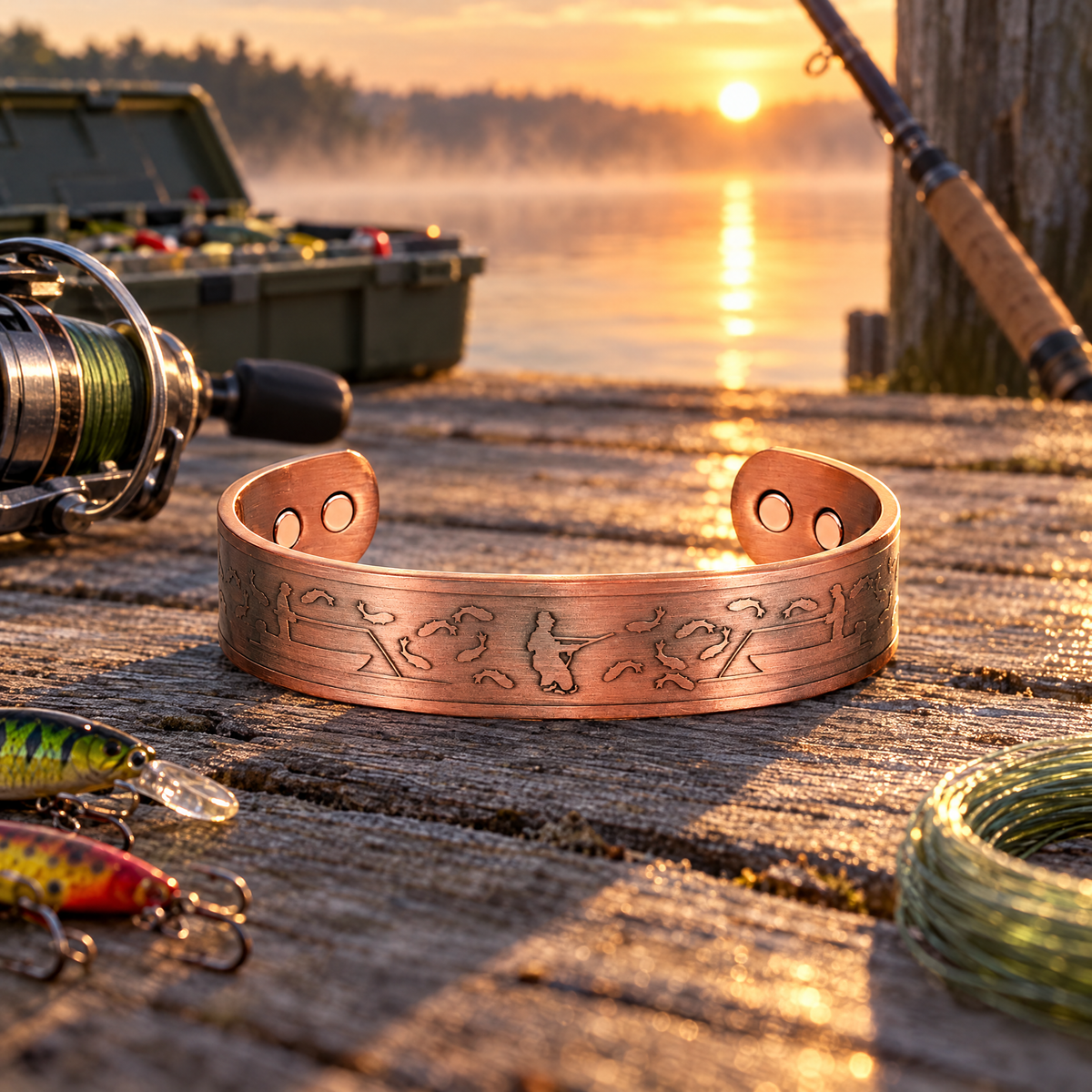 Willis Copper Mens Copper Bangle for Fisherman