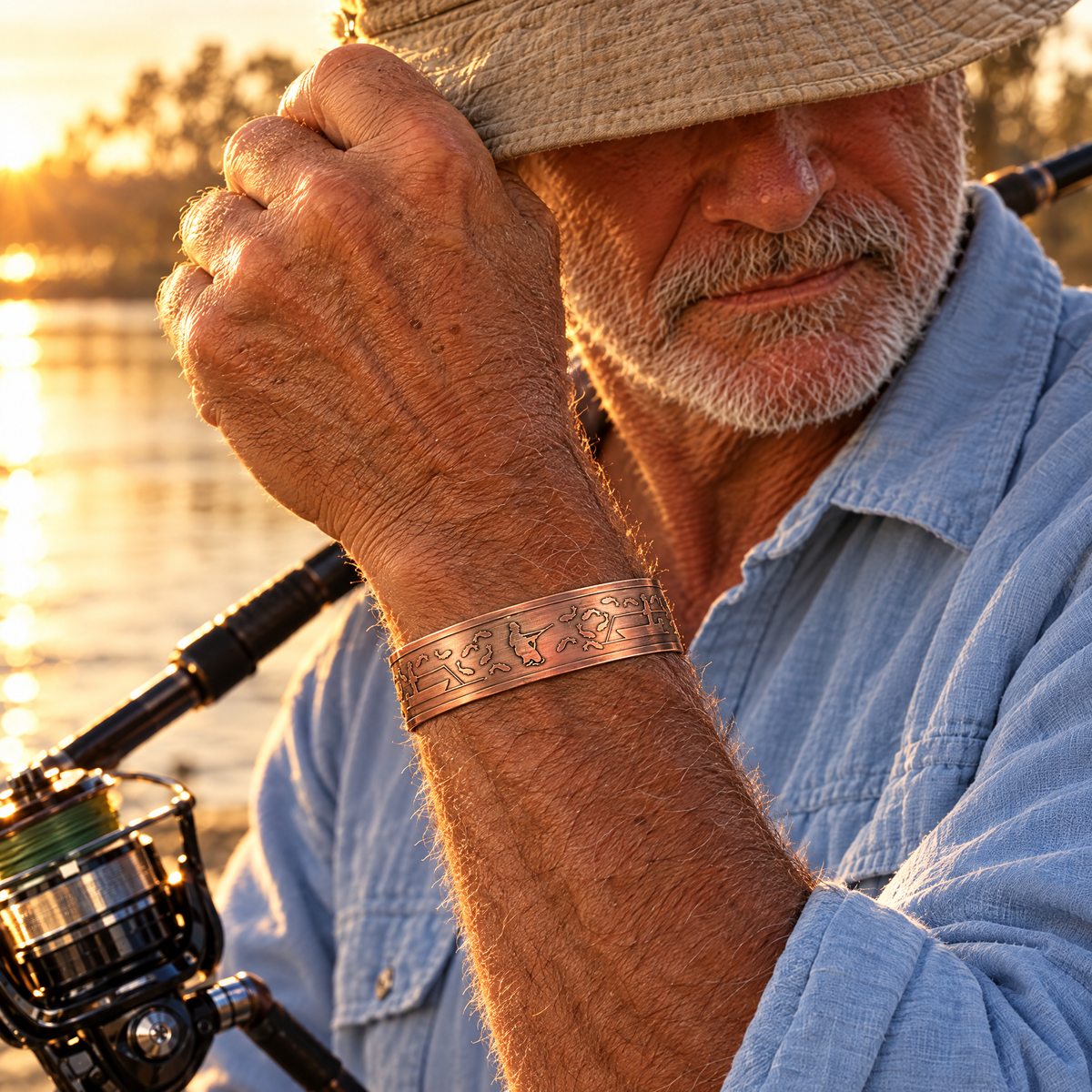 Willis Copper Mens Copper Bangle for Fisherman