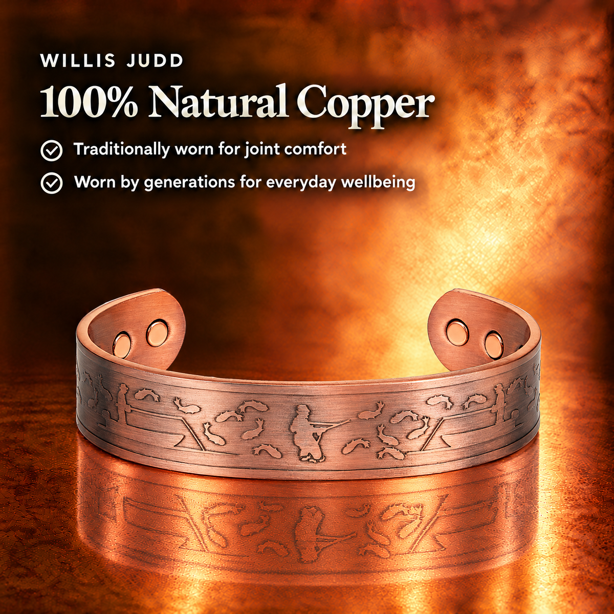 Willis Copper Mens Copper Bangle for Fisherman