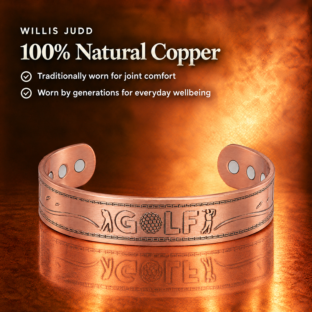 Willis Copper Mens Copper Bangle Golf Bracelet