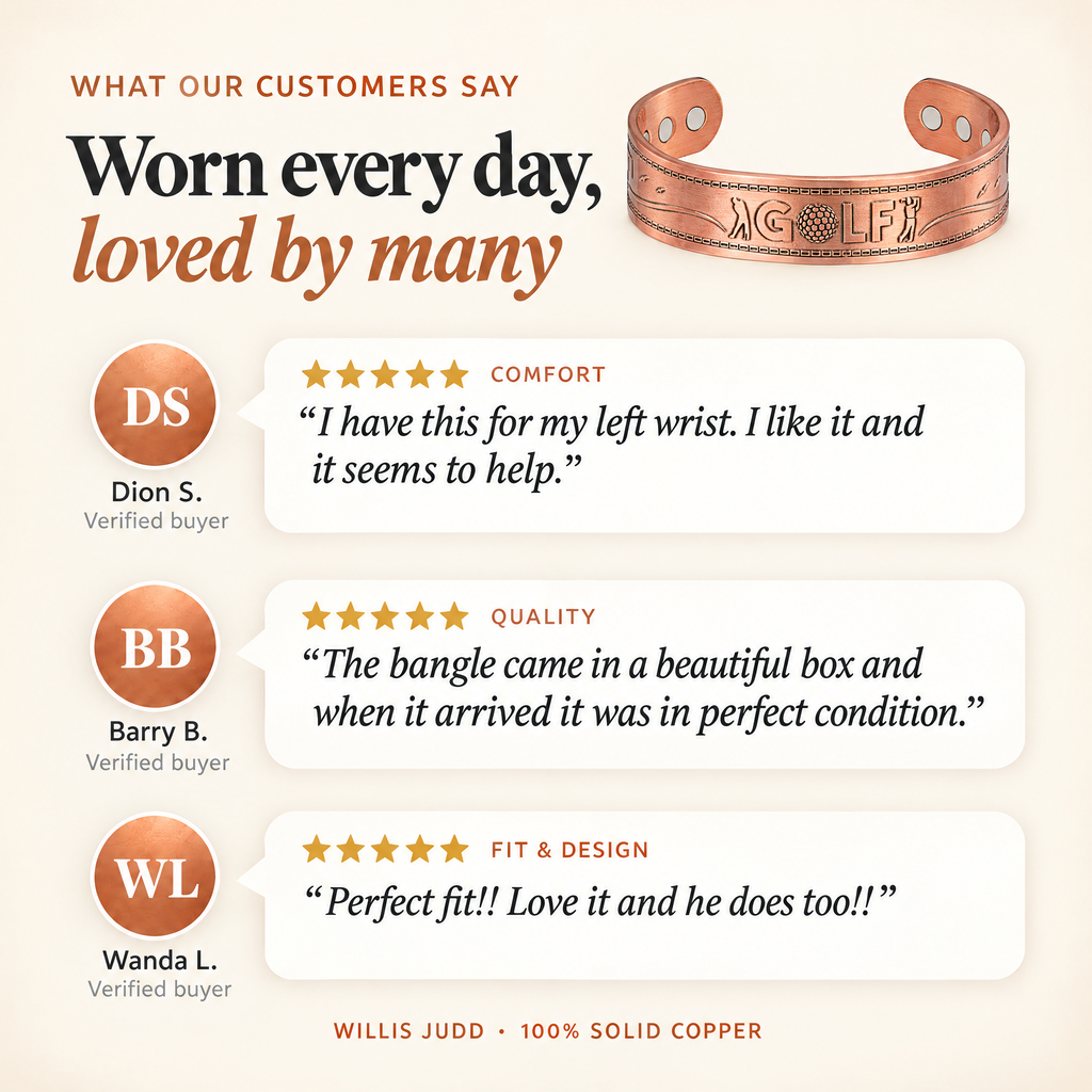 Willis Copper Mens Copper Bangle Golf Bracelet