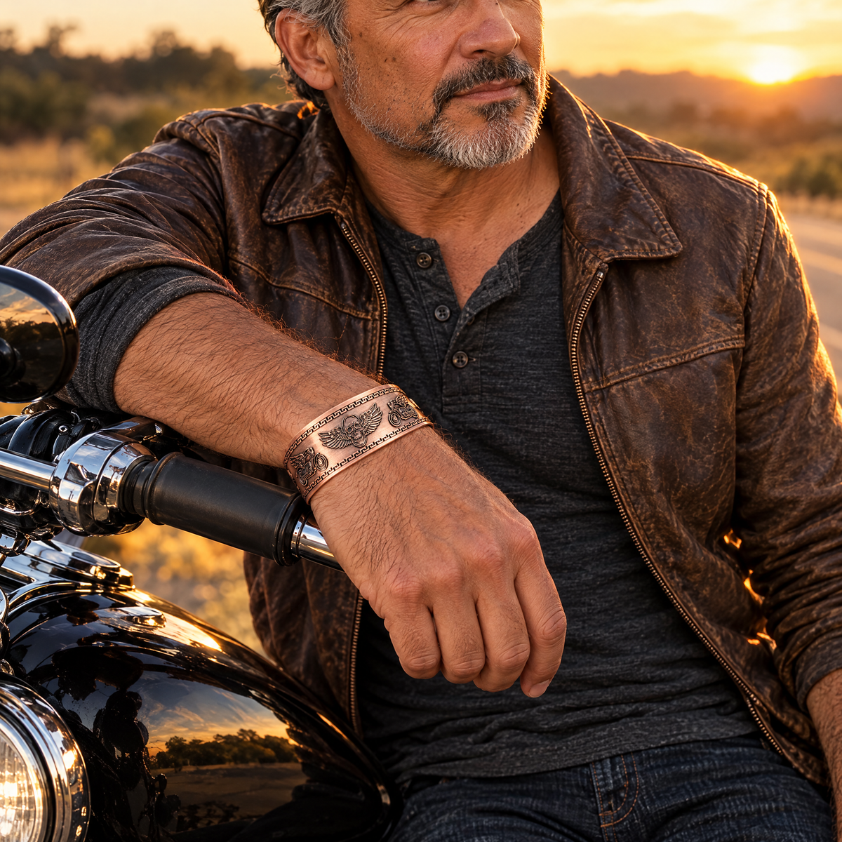 Willis Copper Mens Copper Bangle Biker Bracelet