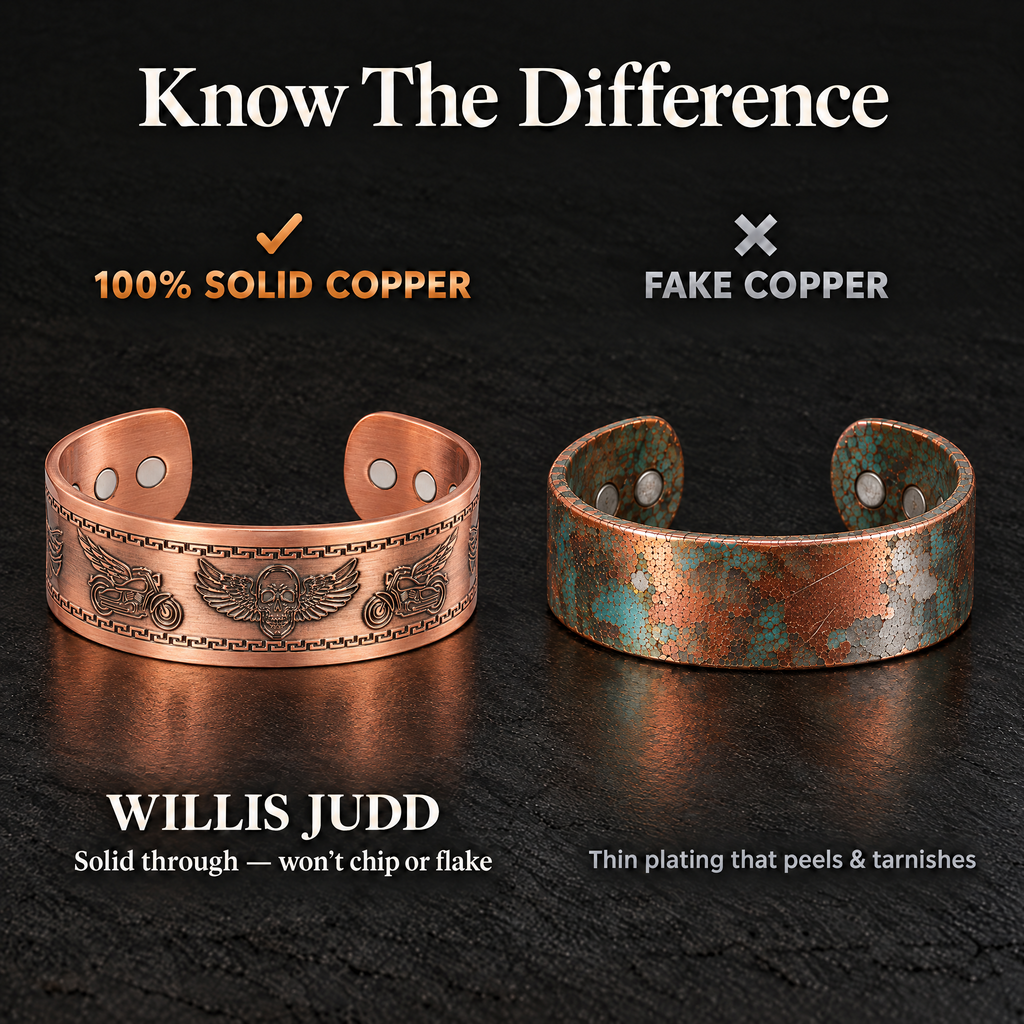 Willis Copper Mens Copper Bangle Biker Bracelet