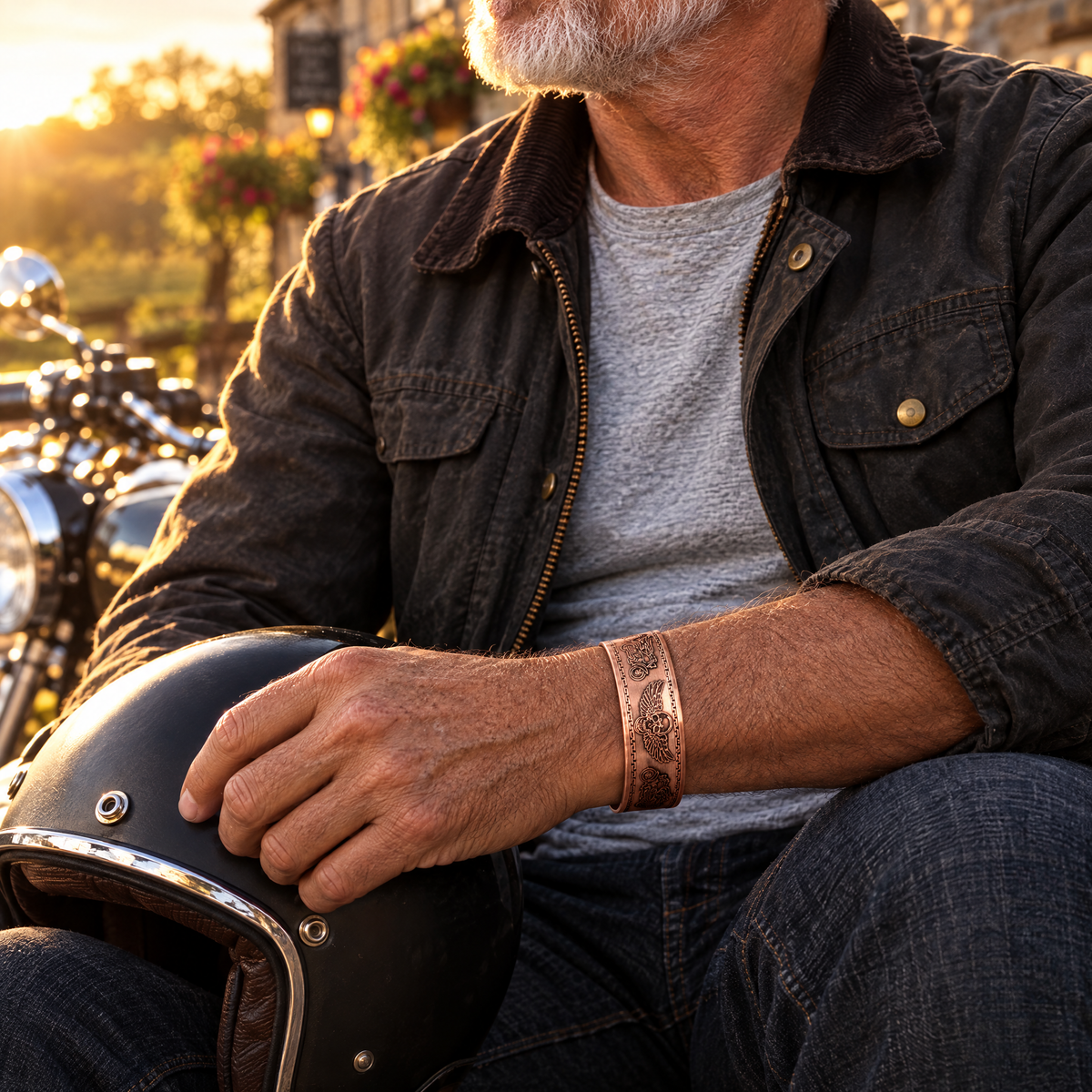 Willis Copper Mens Copper Bangle Biker Bracelet