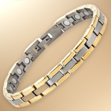 Ladies Titanium Magnetic Bracelet - Two Tone Gold