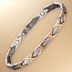 Ladies Magnetic Therapy Titanium Bracelet - Two Tone Gold