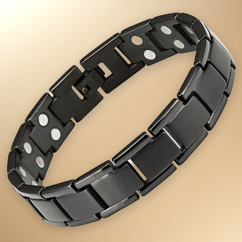 Men's Black Double Strength Titanium Magnetic Therapy Bracelet