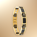 Mens Magnetic Therapy Bracelet- Gold Titanium with Black Carbon Fibre