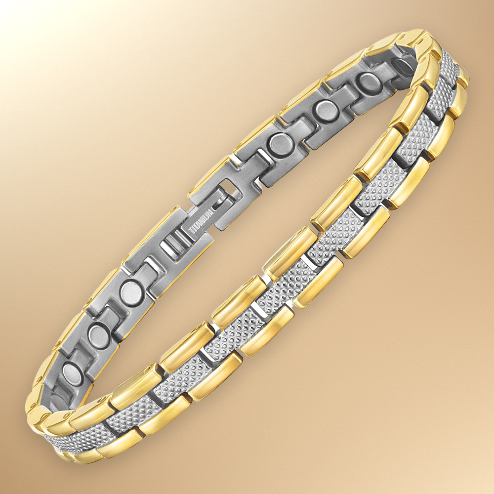 Ladies Two Tone Titanium Magnetic Bracelet