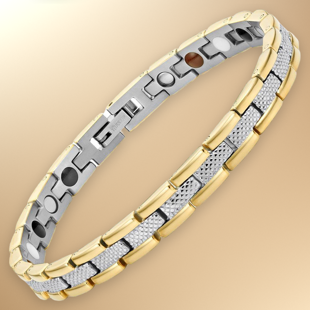 Ladies Four Element Magnetic Bracelet Two Tone Gold