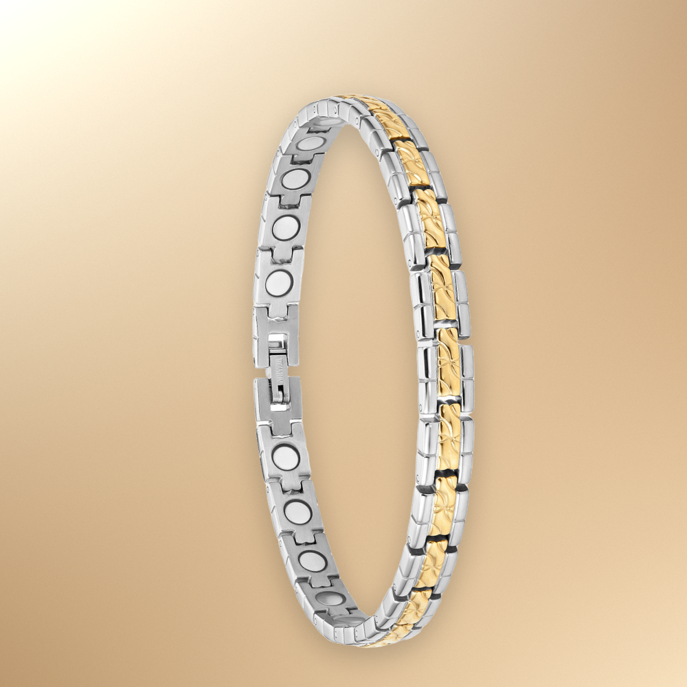 Ladies Magnetic Therapy Anklet- Two Tone Gold