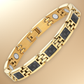 Ladies Magnetic Therapy Bracelet- Gold with Black carbon fiber