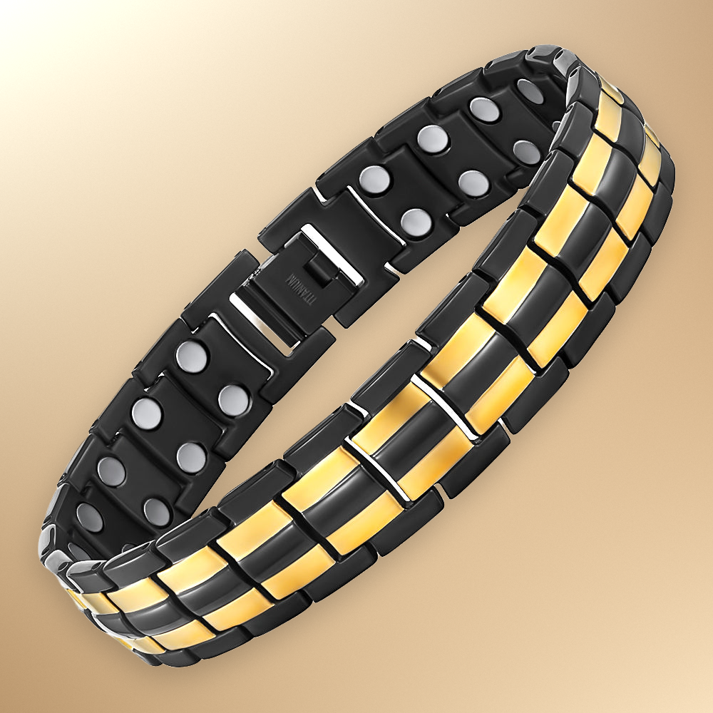 Men's Titanium Double Row Magnetic Therapy Bracelet