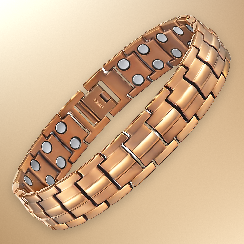 Men's Titanium Double Row Magnetic Therapy Bracelet-bronze tone