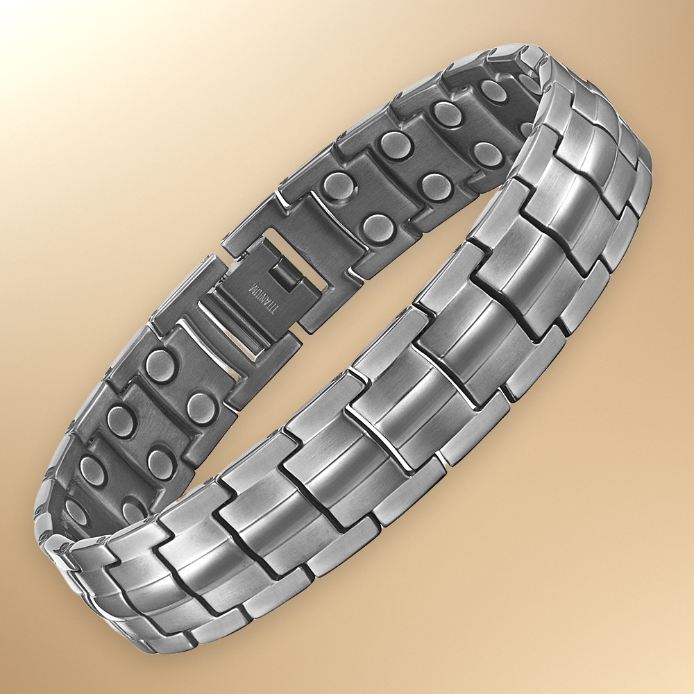 Mens Magnetic Bracelet Hi Power Double Magnets On Each Link Dark Grey