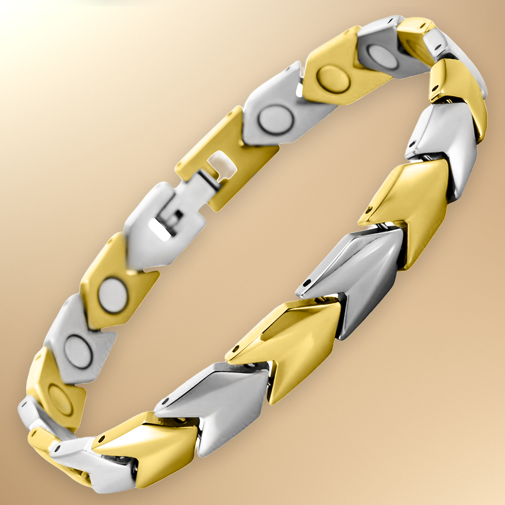 Ladies Magnetic Therapy Bracelet- two tone Titanium