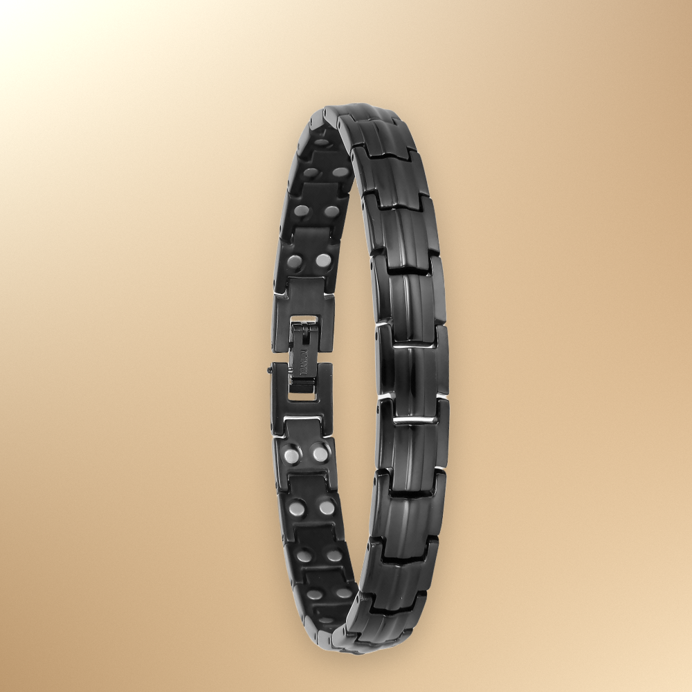 Ladies Double Row Magnets Black Titanium Magnetic Bracelet