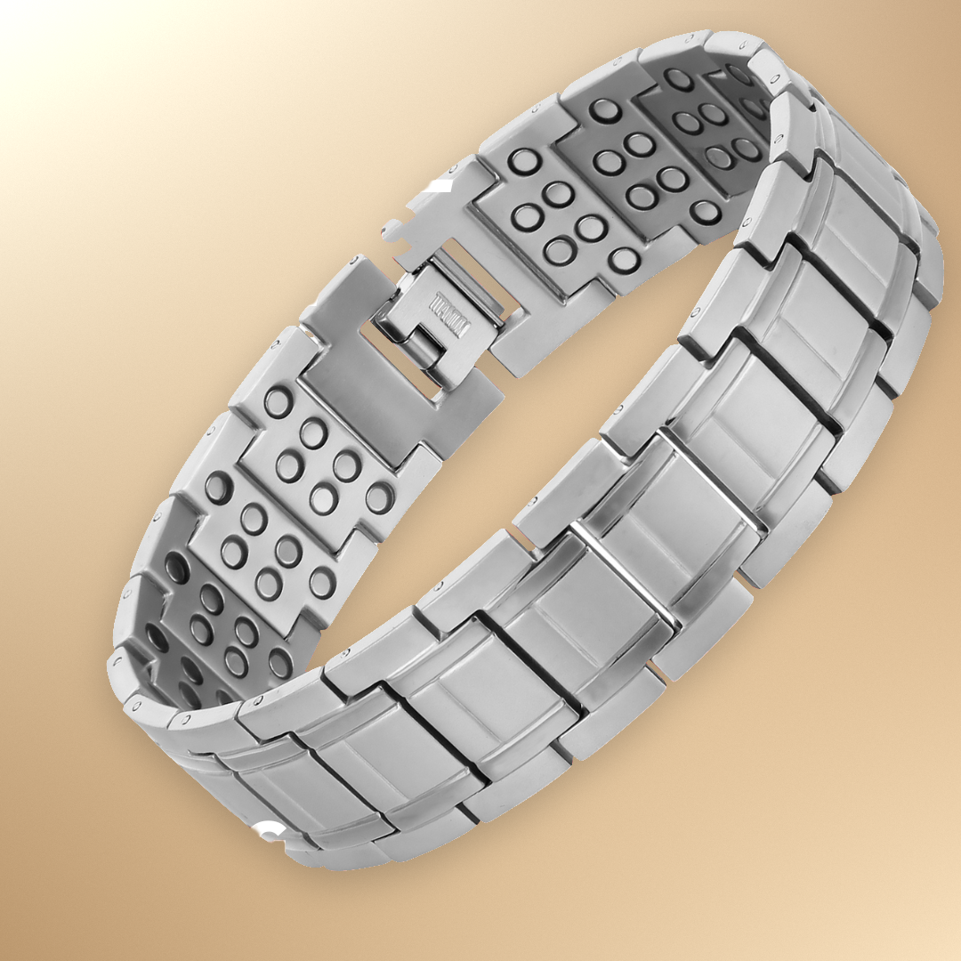 Mens Titanium Magnetic Bracelet - 6 Magnets Each Link