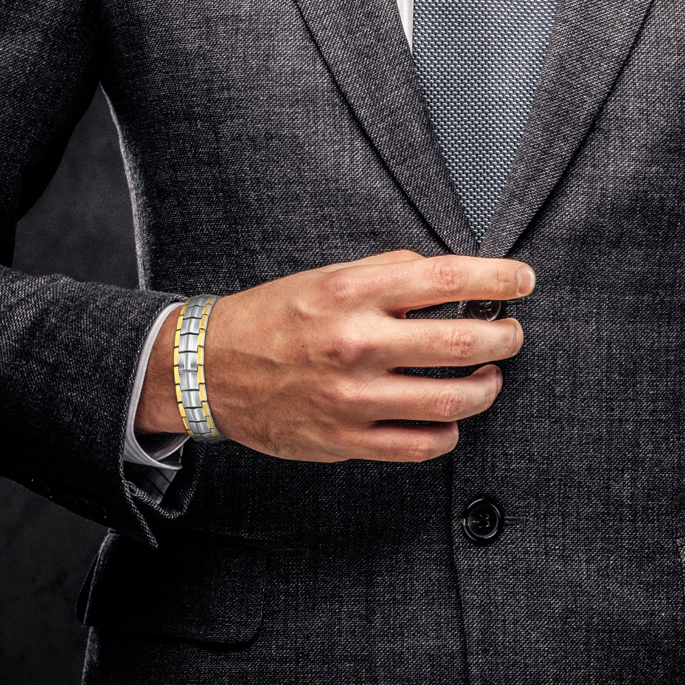 Mens Double Row Magnetic Bracelet
