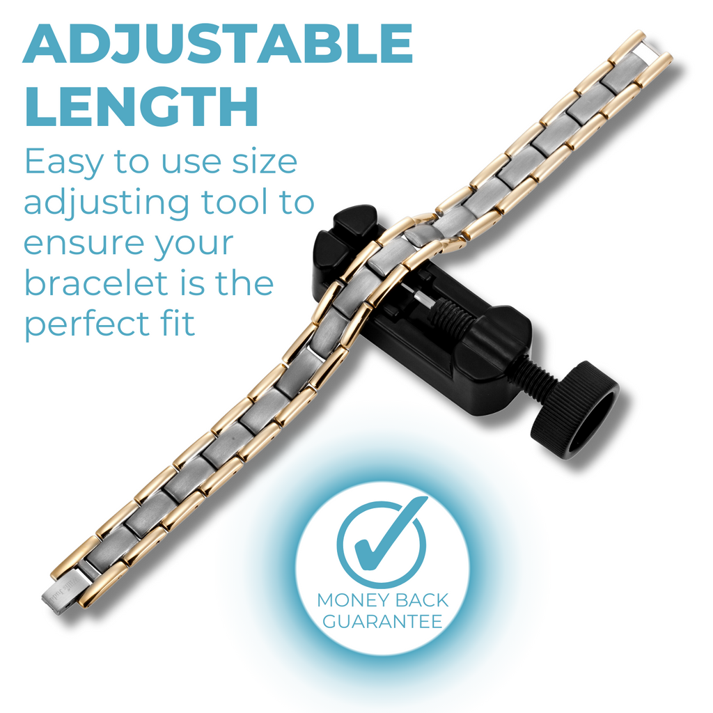 Mens Double Row Titanium Magnetic Therapy Bracelet - Two Tone