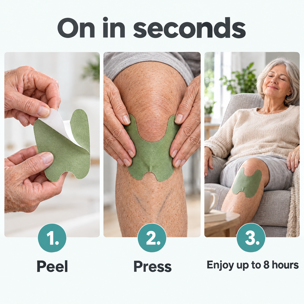 Herbal Knee Support Patches - Natural Warming Heat Therapy Plasters with Ginger & Wormwood for Joint & Muscle Pain Relief (30 Pack)