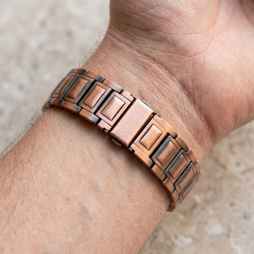 Copper bracelet resting on the wrist